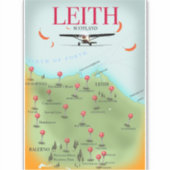 Sticker Carte vintage de Leith Écosse (Devant)