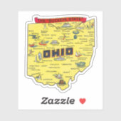 Sticker Carte vintage de l'Ohio The Buckeye State (Feuille)