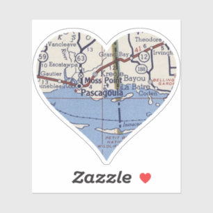 Sticker Carte Vintage de Pascagoula MS