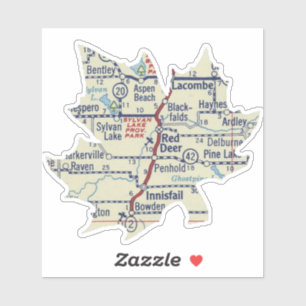 Sticker Carte Vintage de Red Deer Alberta