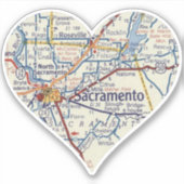 Sticker Carte Vintage de Sacramento (Devant)