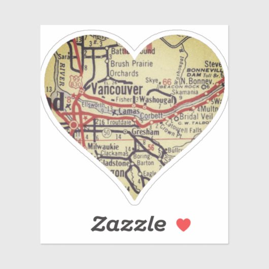 Sticker Carte Vintage de Vancouver WA (Feuille)