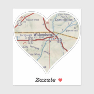 Sticker Carte Vintage de Wickenburg Arizona