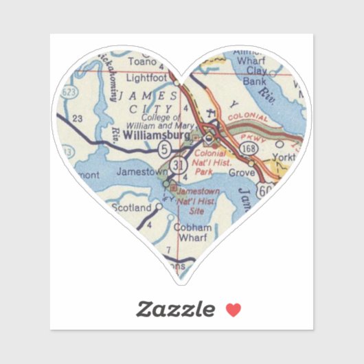 Sticker Carte vintage de Williamsburg (Feuille)