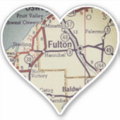 Sticker Carte Vintage Fulton New York (Devant)