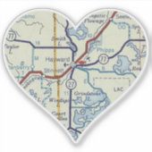 Sticker Carte Vintage Hayward WI (Devant)