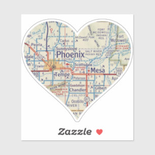 Sticker Carte Vintage Heart Phoenix AZ
