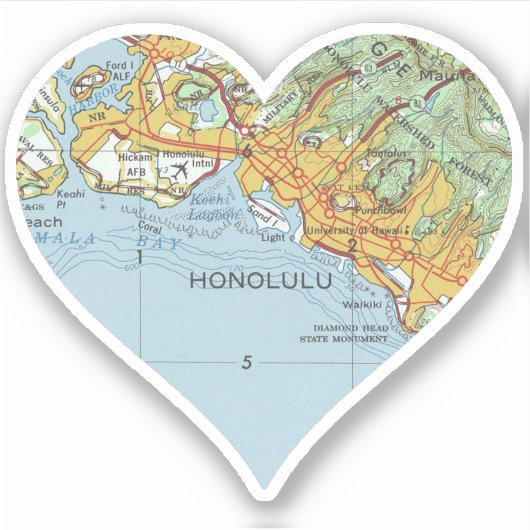 Sticker Carte Vintage Honolulu (Devant)