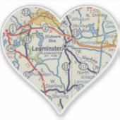 Sticker Carte Vintage Leominster (Devant)