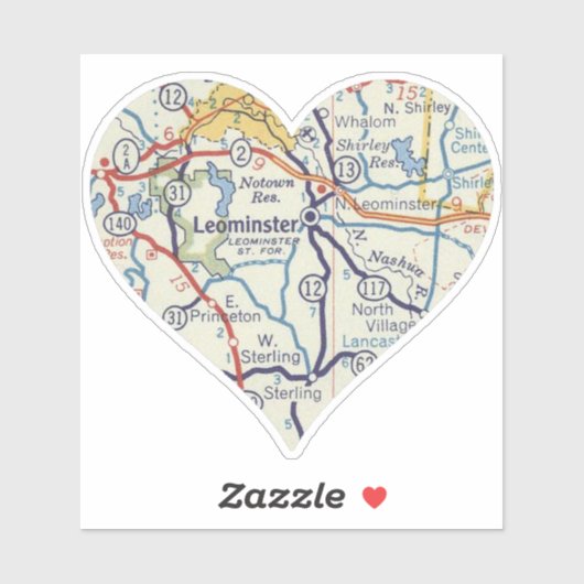 Sticker Carte Vintage Leominster (Feuille)