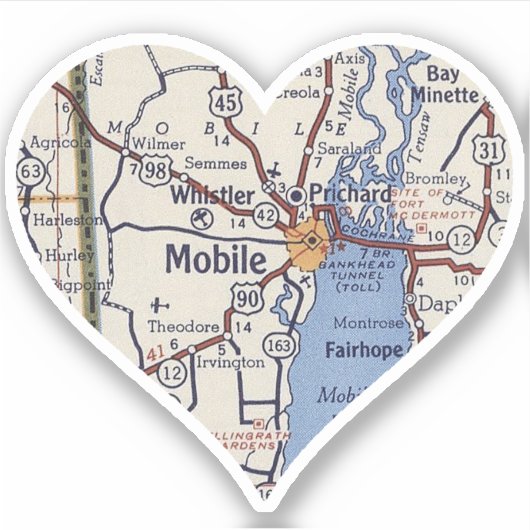 Sticker Carte Vintage Mobile Alabama (Devant)