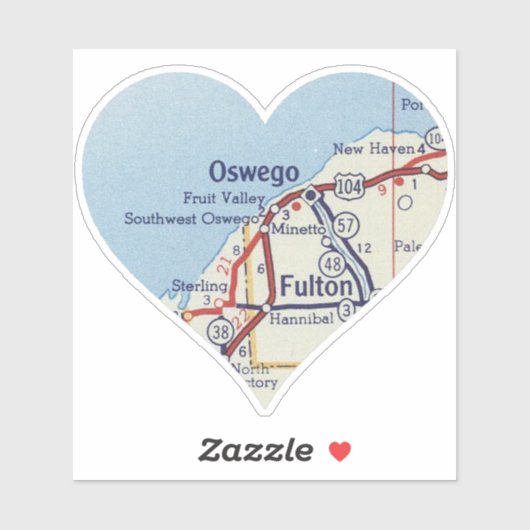 Sticker Carte Vintage Oswego New York (Feuille)