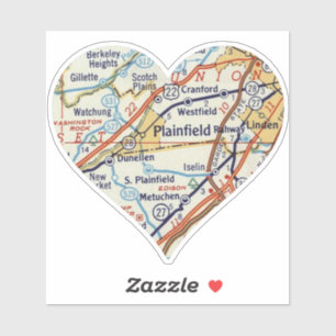 Sticker Carte Vintage Plainfield NJ