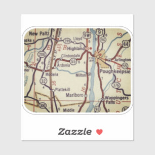Sticker Carte Vintage Poughkeepsie