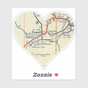 Sticker Carte Vintage Powell Wyoming