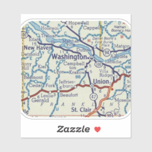 Sticker Carte Vintage Washington Missouri