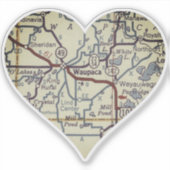 Sticker Carte Vintage Waupaca (Devant)