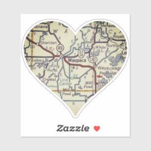 Sticker Carte Vintage Waupaca