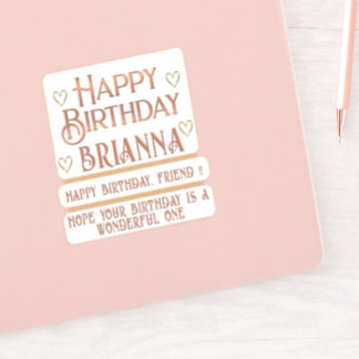 Sticker Cartes Créateur Métallic Or Anniversaire Message C