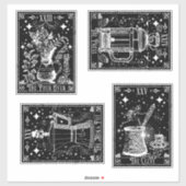 Sticker Cartes de Tarot du Café (Feuille)