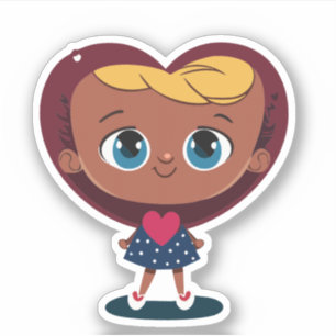 Sticker Cartogramme pour enfants de coeur mignon
