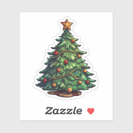 Sticker Cartographie arbre de Noël (Feuille)