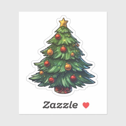 Sticker Cartographie arbre de Noël (Feuille)
