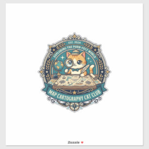 Sticker Cartographie de carte Chat Design drôle amateur de