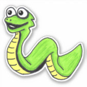 Sticker Cartographie Neon Serpent vert gros yeux blancs (Devant)