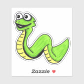 Sticker Cartographie Neon Serpent vert gros yeux blancs (Feuille)