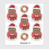 Sticker Carton Cute African American Christmas boy (Feuille)