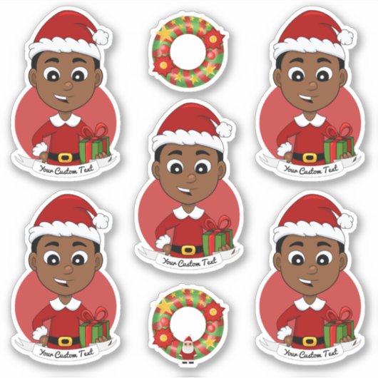 Sticker Carton Cute African American Christmas boy (Devant)