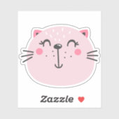 Sticker Carton de chat rose mignon (Feuille)