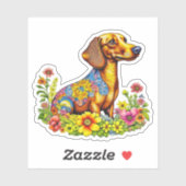 Sticker Carton mignon AI Dachshund Chien (Feuille)