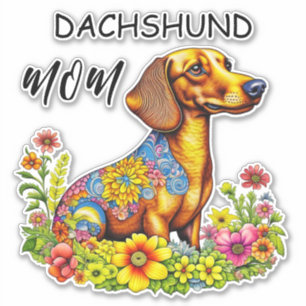 Sticker Carton mignon AI Dachshund Maman