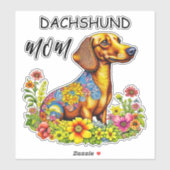 Sticker Carton mignon AI Dachshund Maman (Feuille)