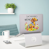 Sticker Carton mignon AI Dachshund Maman (Ordinateur portable sur le bureau)