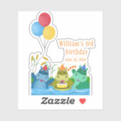 Sticker Carton mignon Safari Hippo Anniversaire (Feuille)