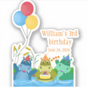 Sticker Carton mignon Safari Hippo Anniversaire (Devant)