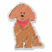Sticker Carton personnalisé mignon Chiot de chien rouge (Devant)