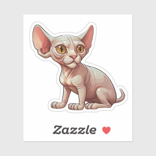Sticker Carton Sphynx Chat (Feuille)