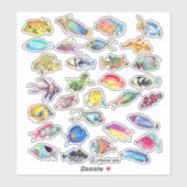 Sticker Carton Tropical Reef Fish 2 Aquarelle (Feuille)