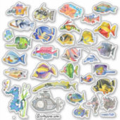 Sticker Carton Tropical Reef Fish 3 Aquarelle (Devant)