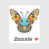 Sticker Cartoon à gros papillon Monarque mignonne (Feuille)