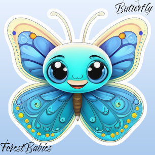 Sticker Cartoon Bleu Bleu Bleu Bouton mignon pour enfants