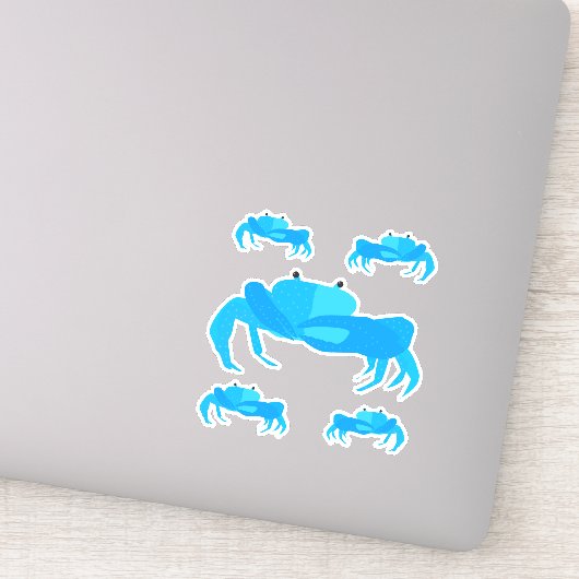 Sticker Cartoon Bleu Crabes Bleu Bouteille d'eau mignonne (Détail)