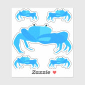 Sticker Cartoon Bleu Crabes Bleu Bouteille d'eau mignonne (Feuille)