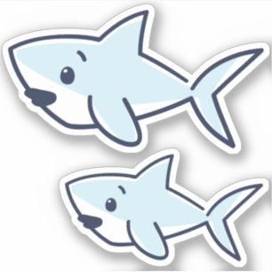 Sticker Cartoon bleu dessiné à la main Baby Shark Scrapboo
