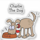 Sticker Cartoon Chien Manger Chien Nourriture Avec Nom Fav (Devant)
