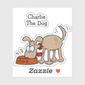 Sticker Cartoon Chien Manger Chien Nourriture Avec Nom Fav (Feuille)